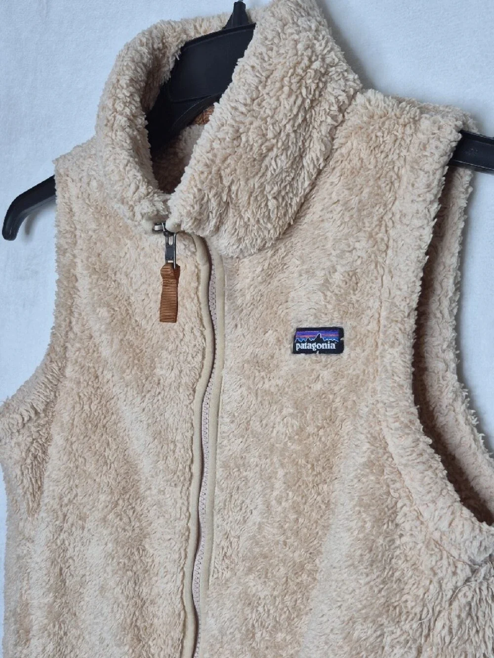 Patagonia Cozy Beige Los Gatos Fleece Hooded Vest Girls XL 14 Kids